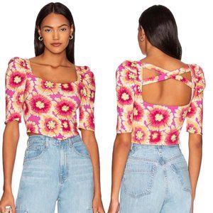 Free People Give Me More Floral Puff Sleeves Top M